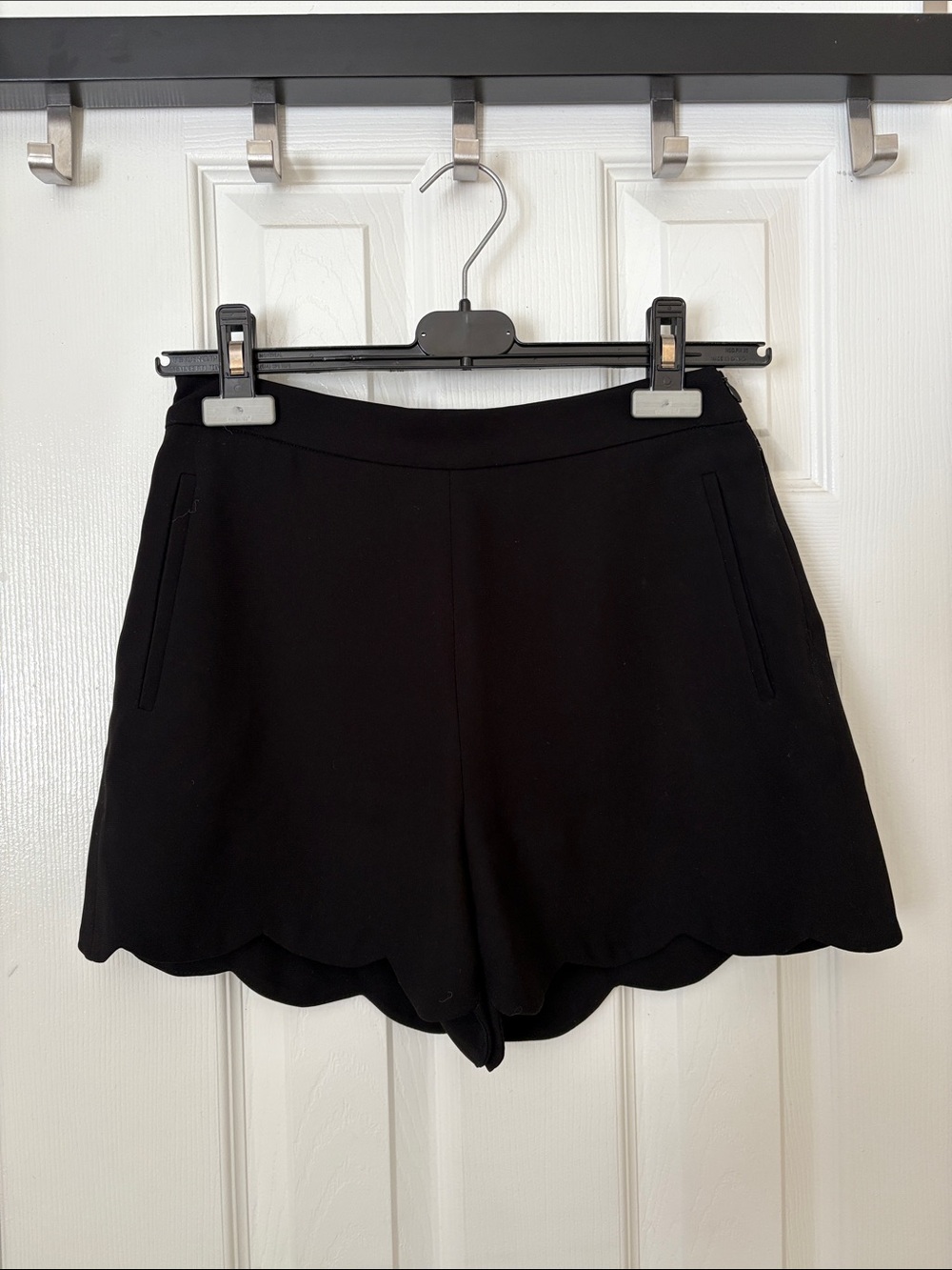 Wilfred Black High-Waist Scallop Hem Shorts